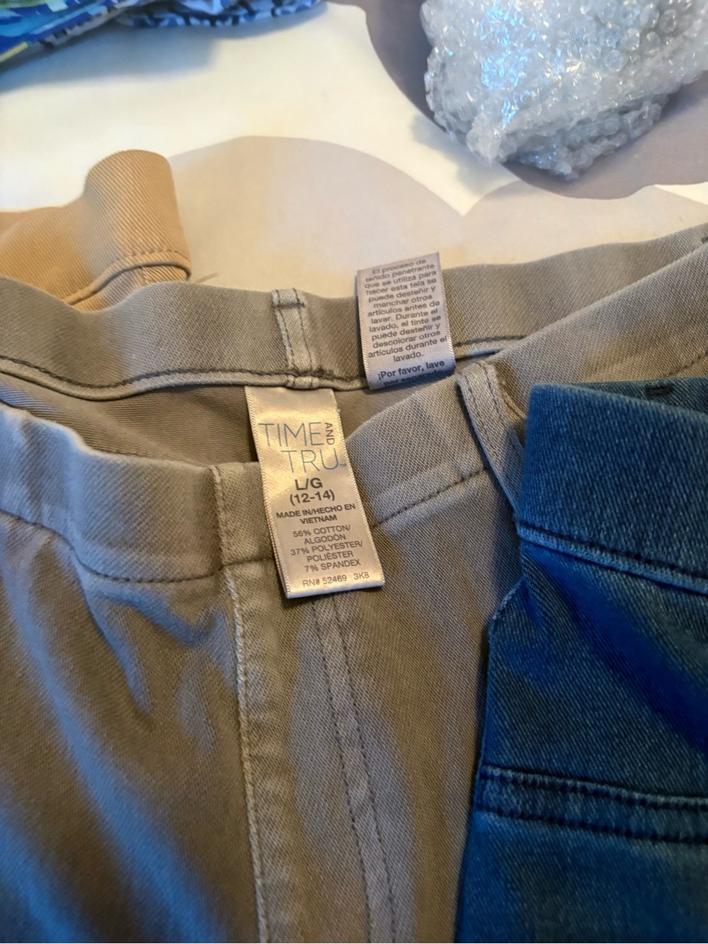 Time and Tru Navy, Beige , Gray and Black Casual Pants with Denim Detail